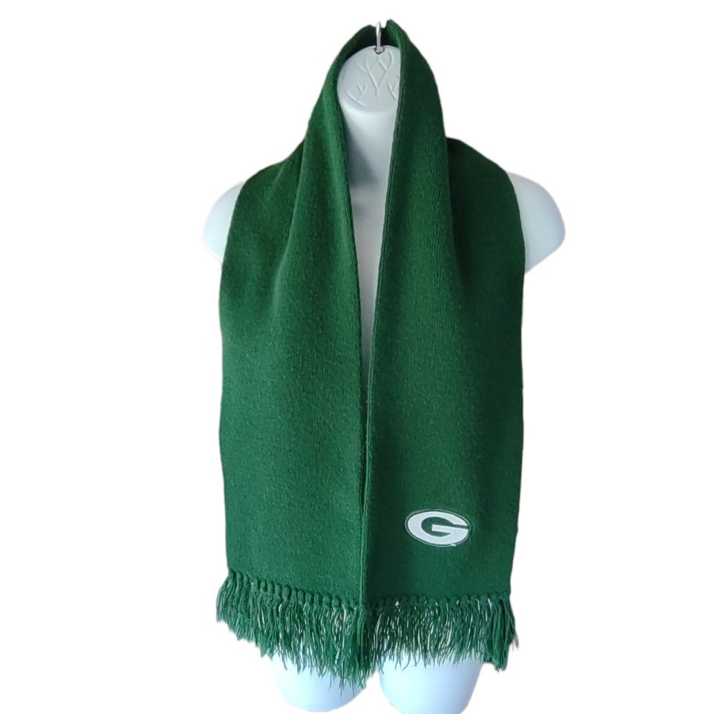 Green Bay Packers Embroidered Scarf Fringes Dark Green Length 54"